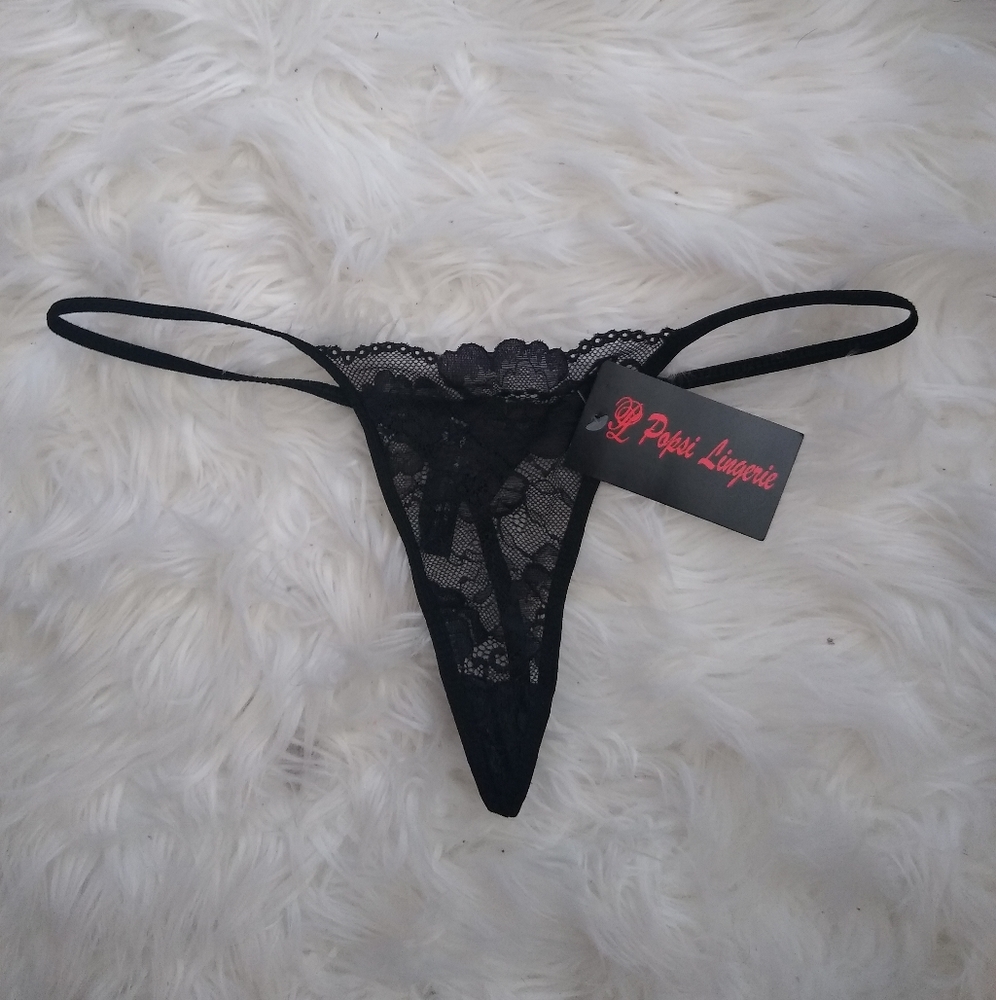 NWT Black Lace Thong Size XL